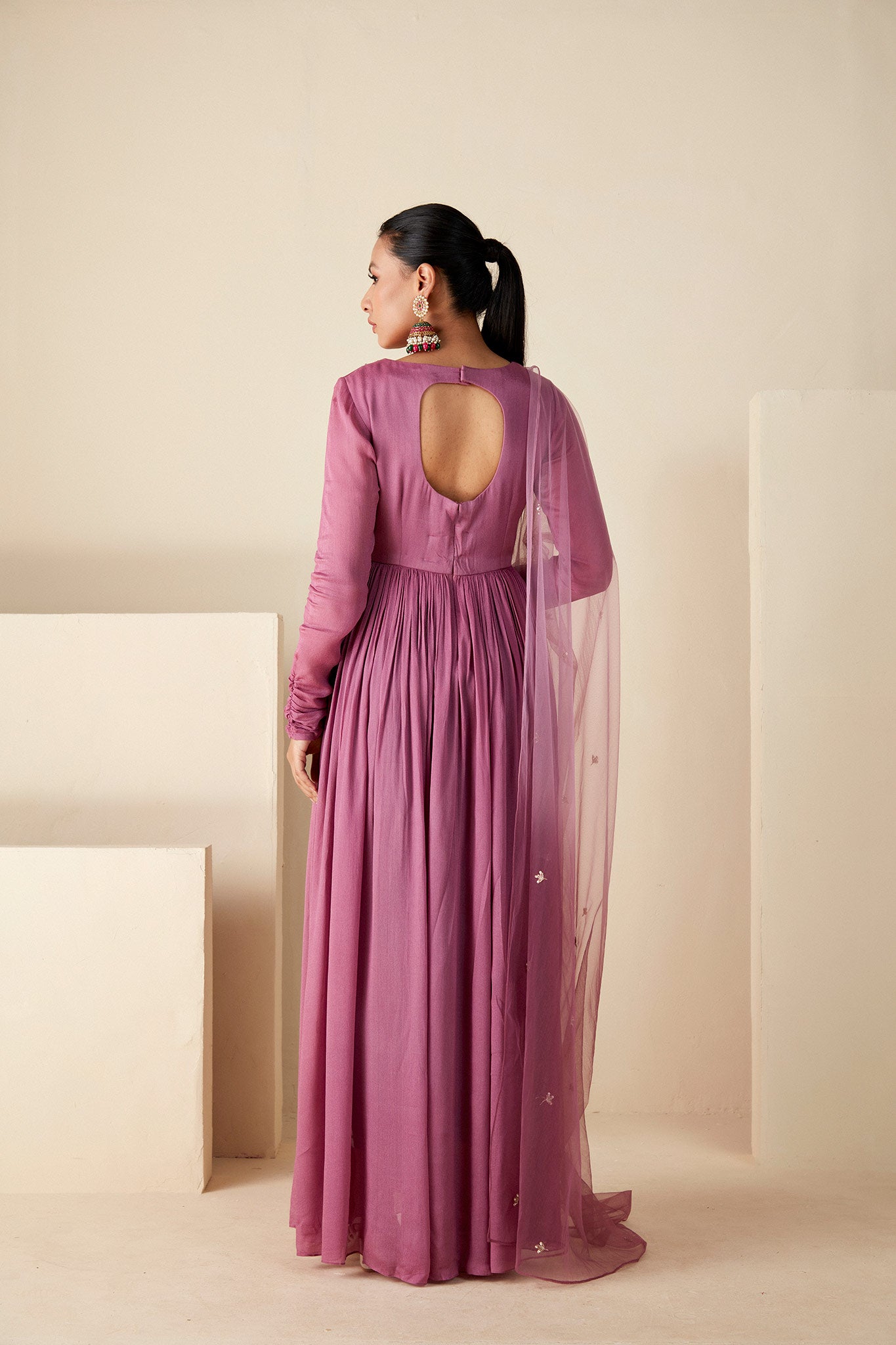 Mauve peek-a-boo Anarkali Suit