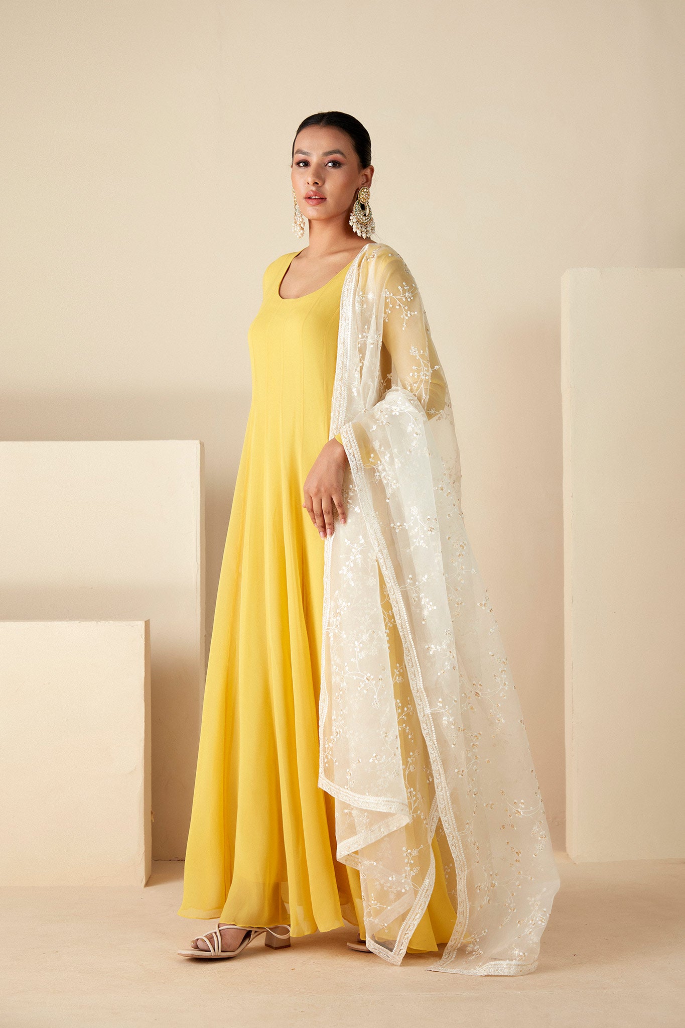 Yellow classy Anarkali Suit