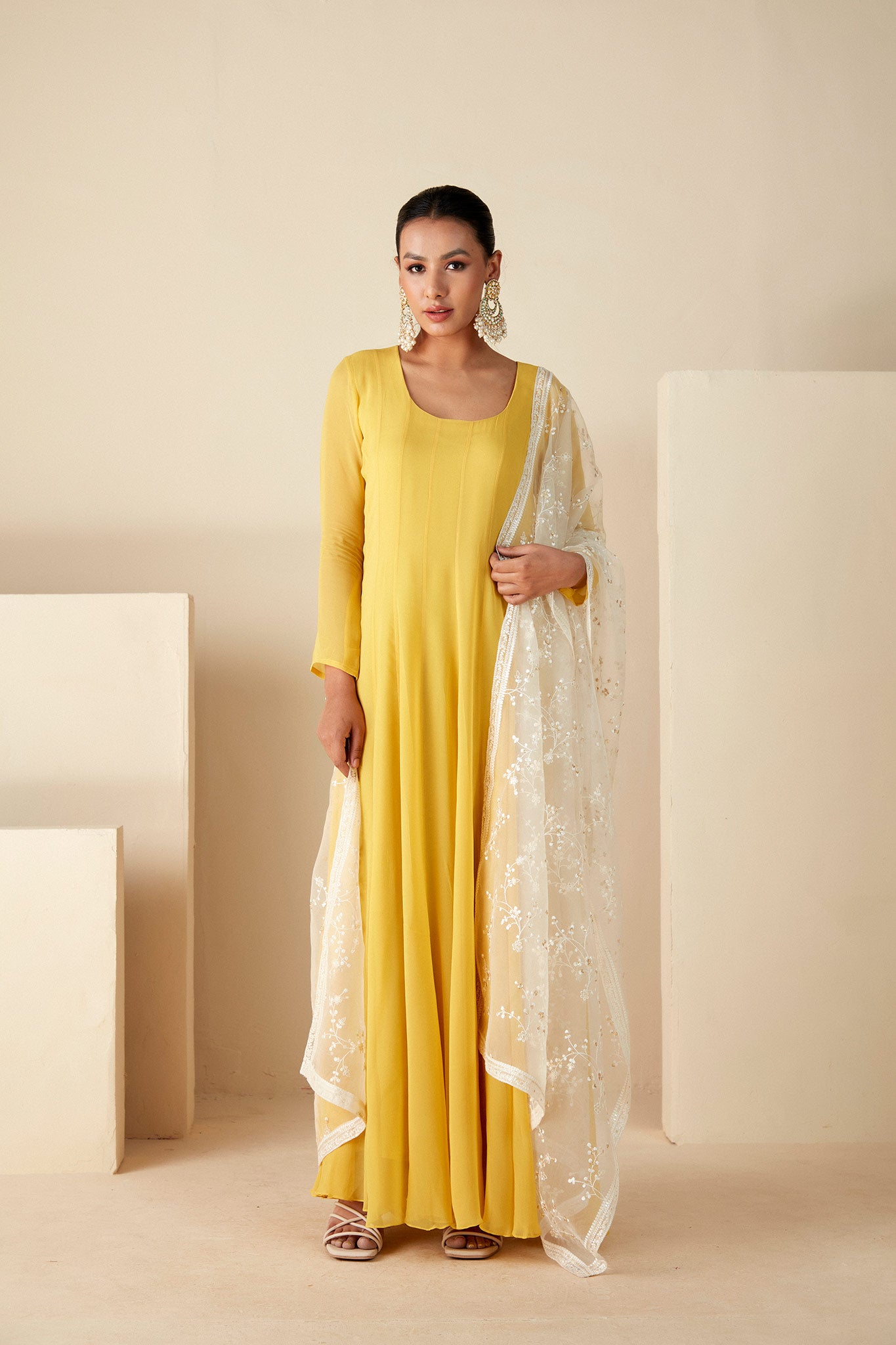 Yellow classy Anarkali Suit