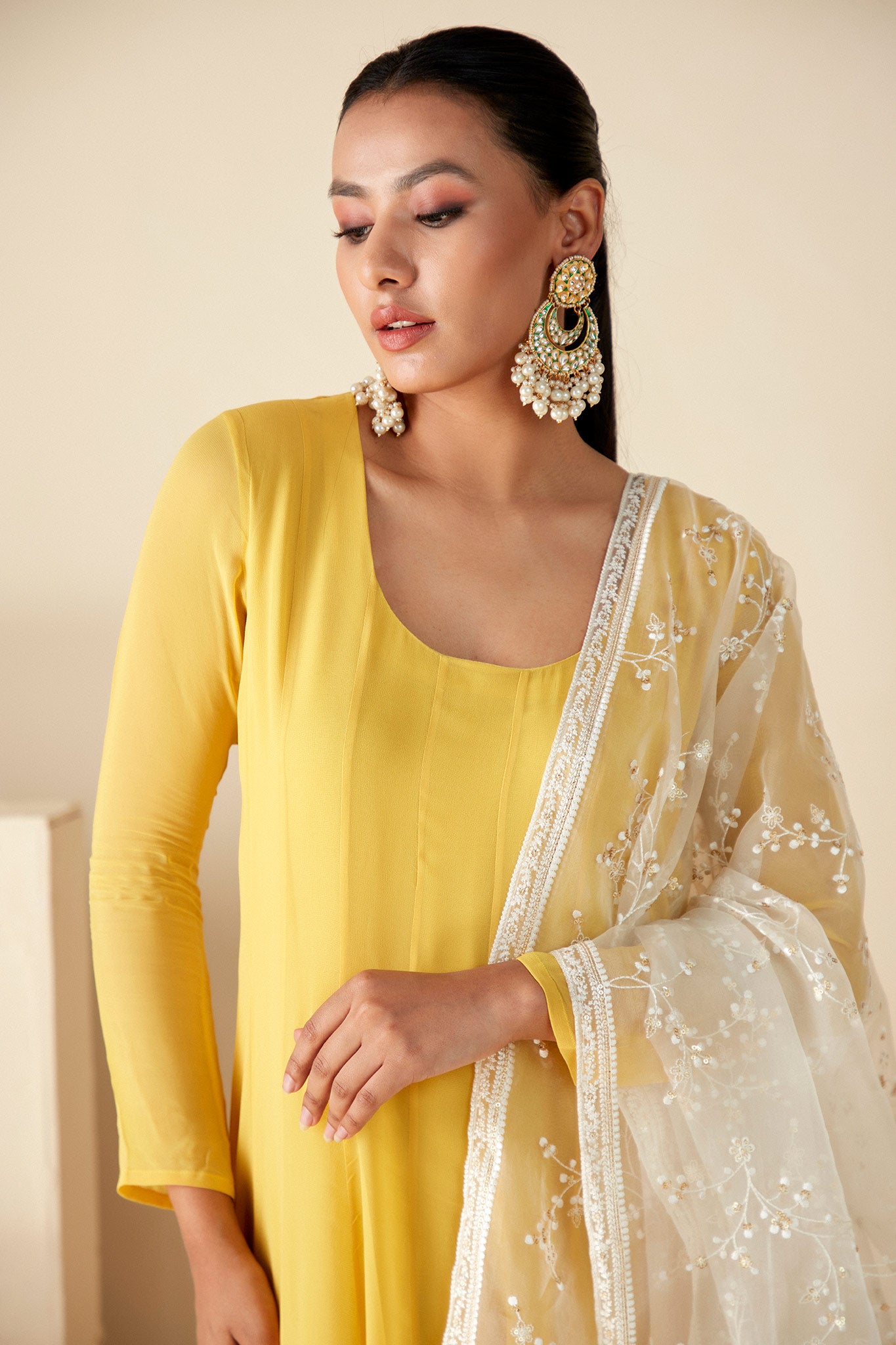 Yellow classy Anarkali Suit