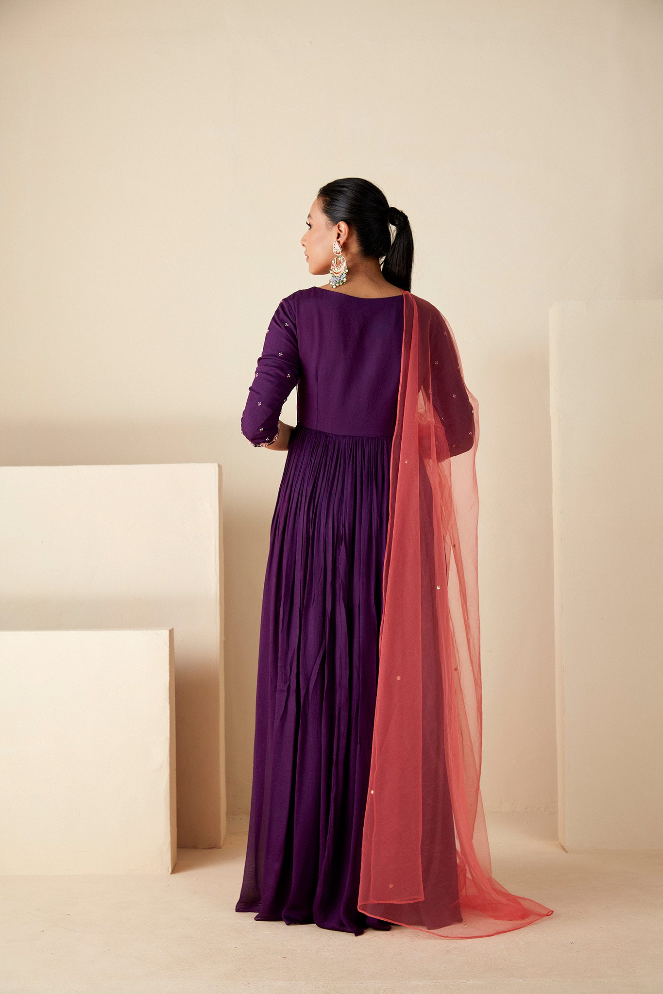 Purple Angrakha Anarkali Suit