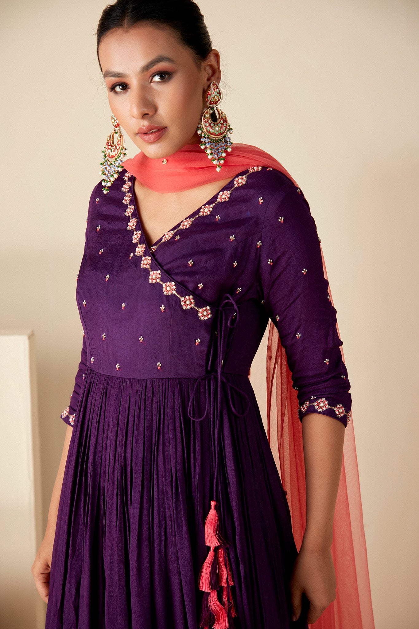 Purple Angrakha Anarkali Suit