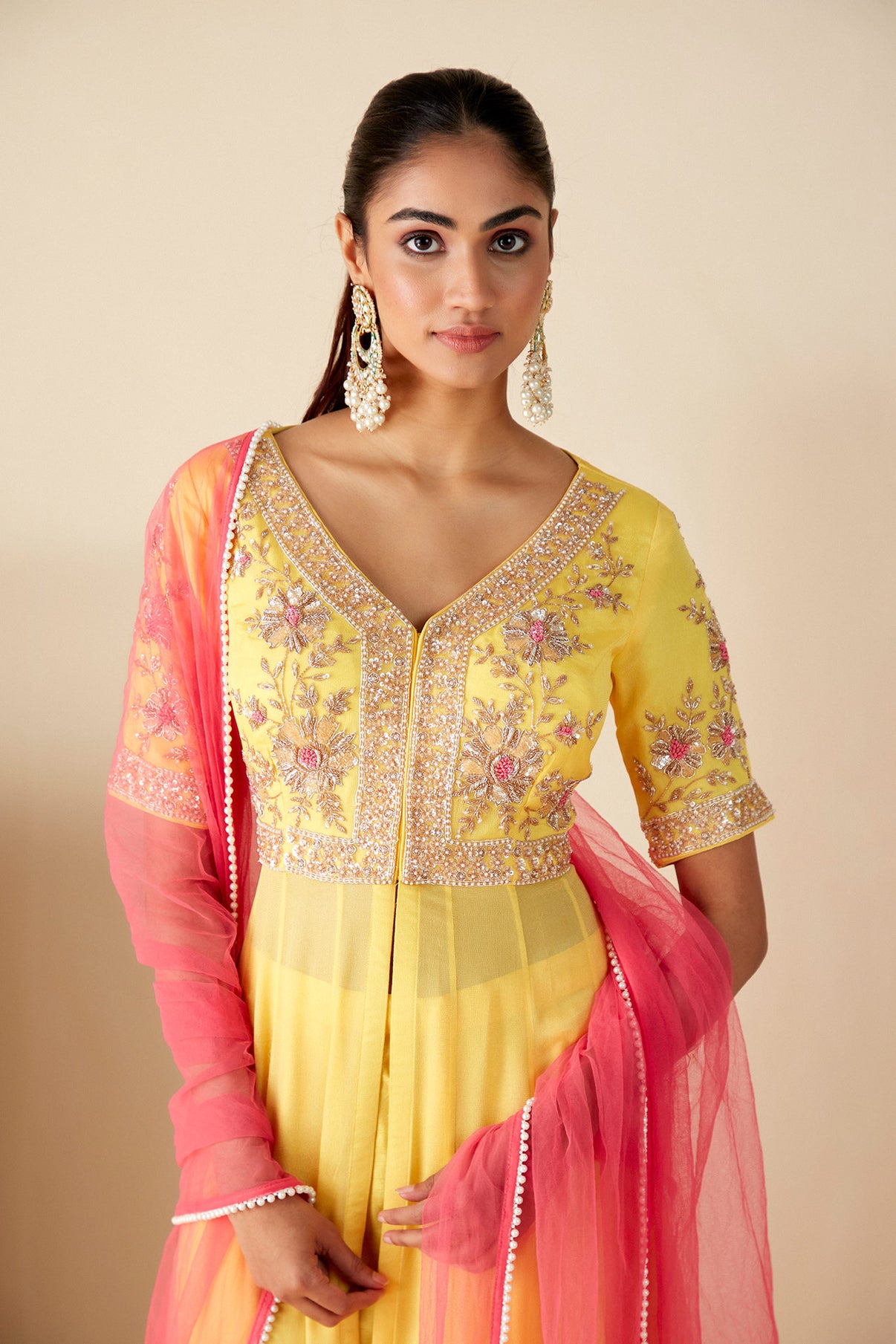 Coral Thread Embroidery Anarkali Suit – Suruchi Parakh