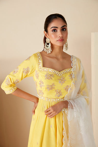 Yellow and Off white Sharara Suit