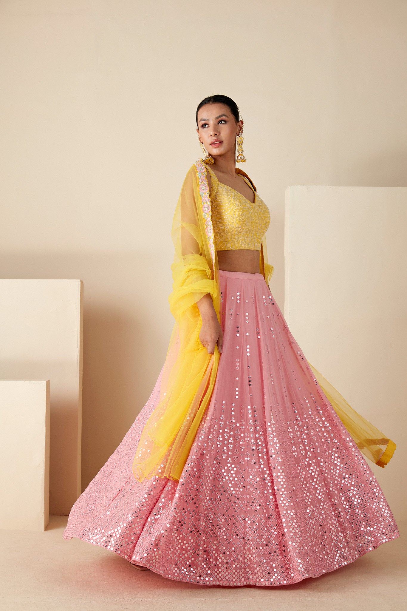 Yellow & PINK Lehenga Set