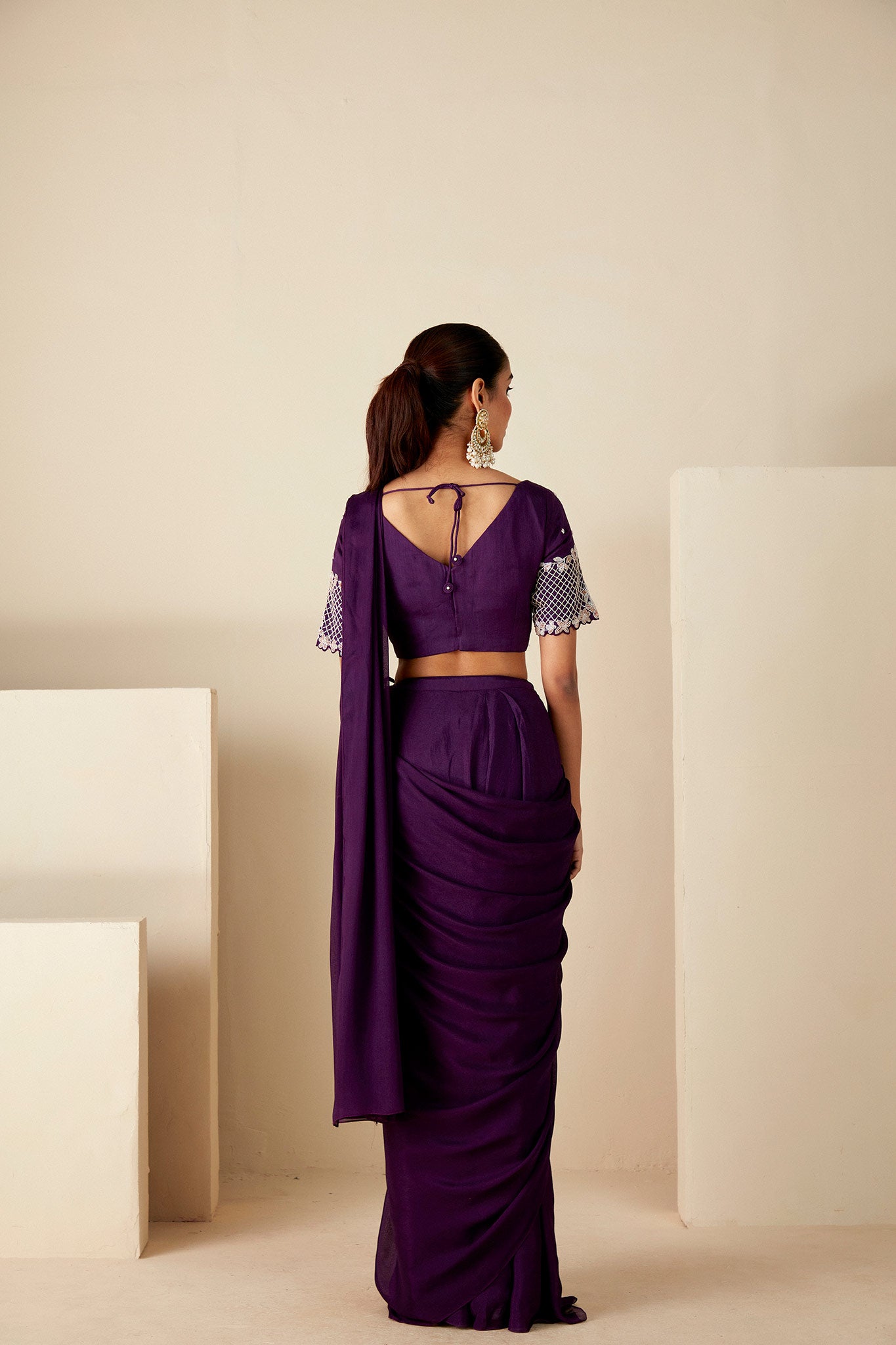 Purple Draped Saree