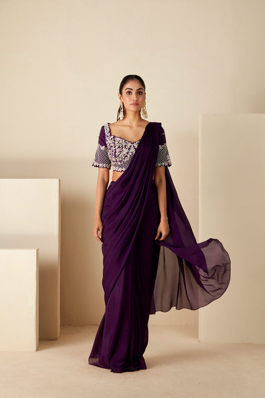 Purple Draped Saree