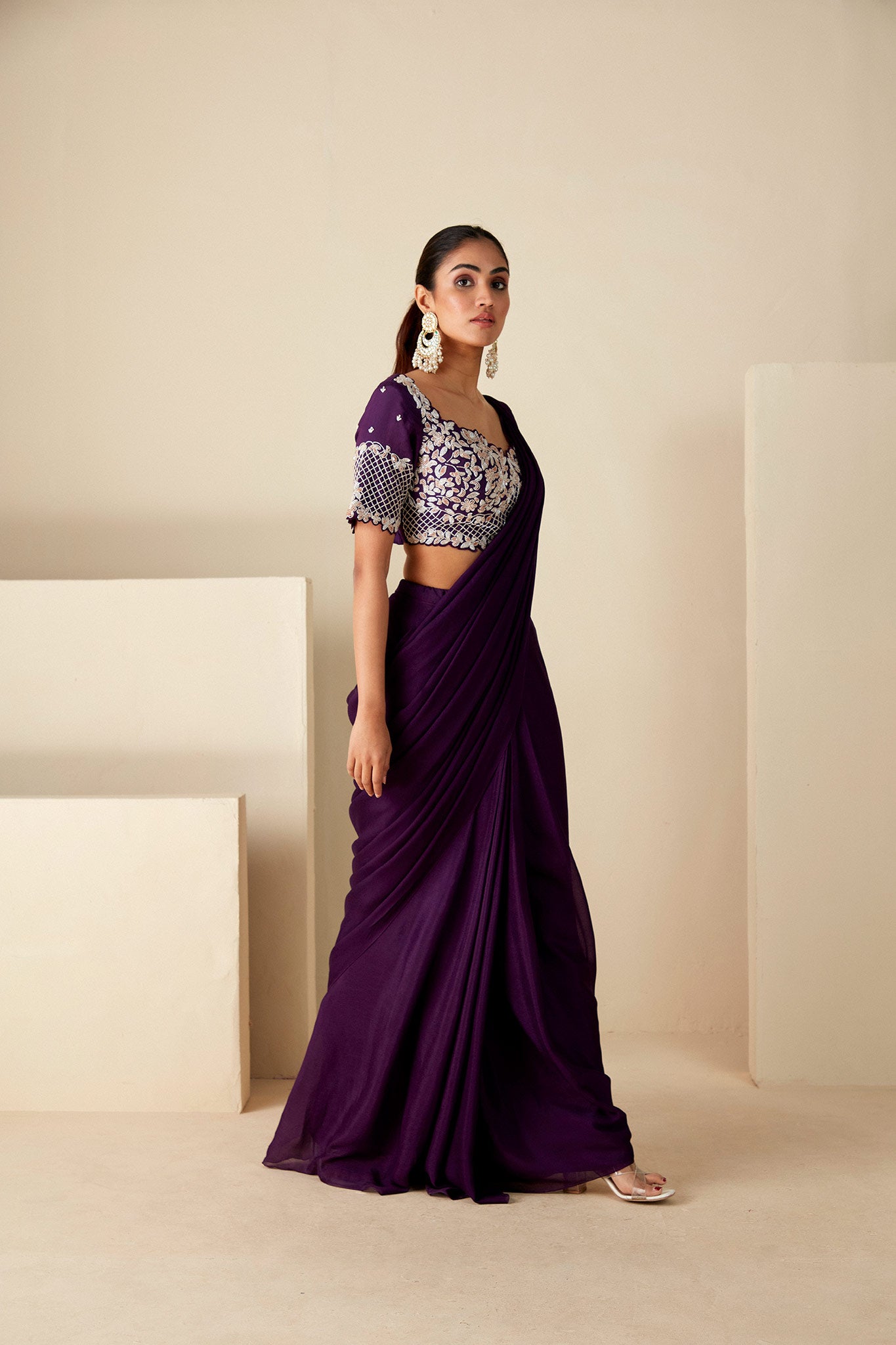 Purple Draped Saree