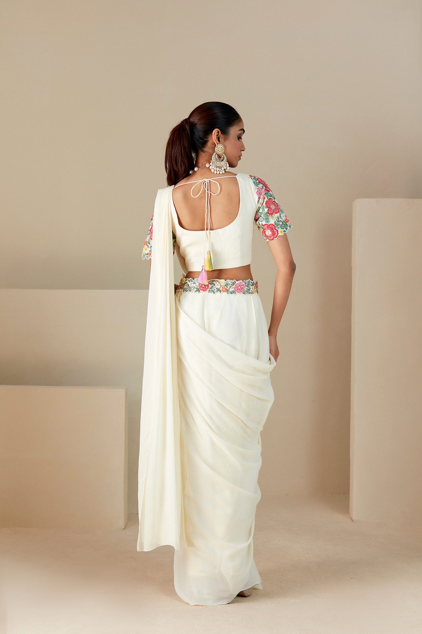 Off White Drape Saree