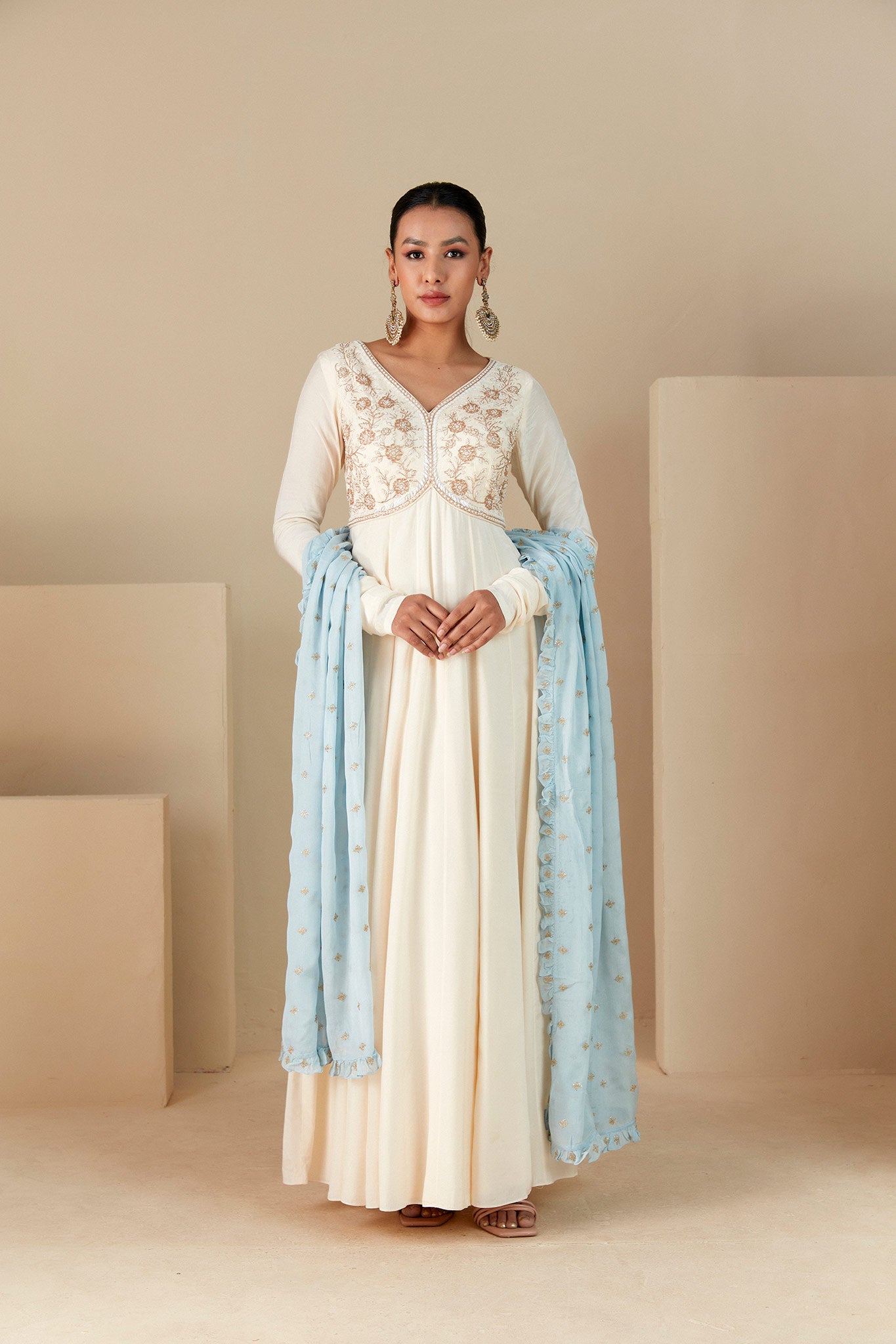 Off white Anarkali Suit set