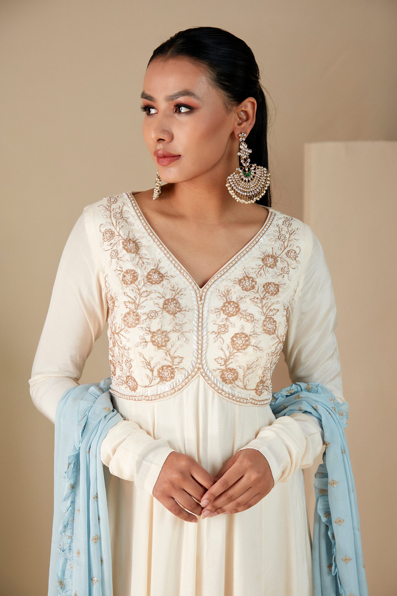 Off white Anarkali Suit set