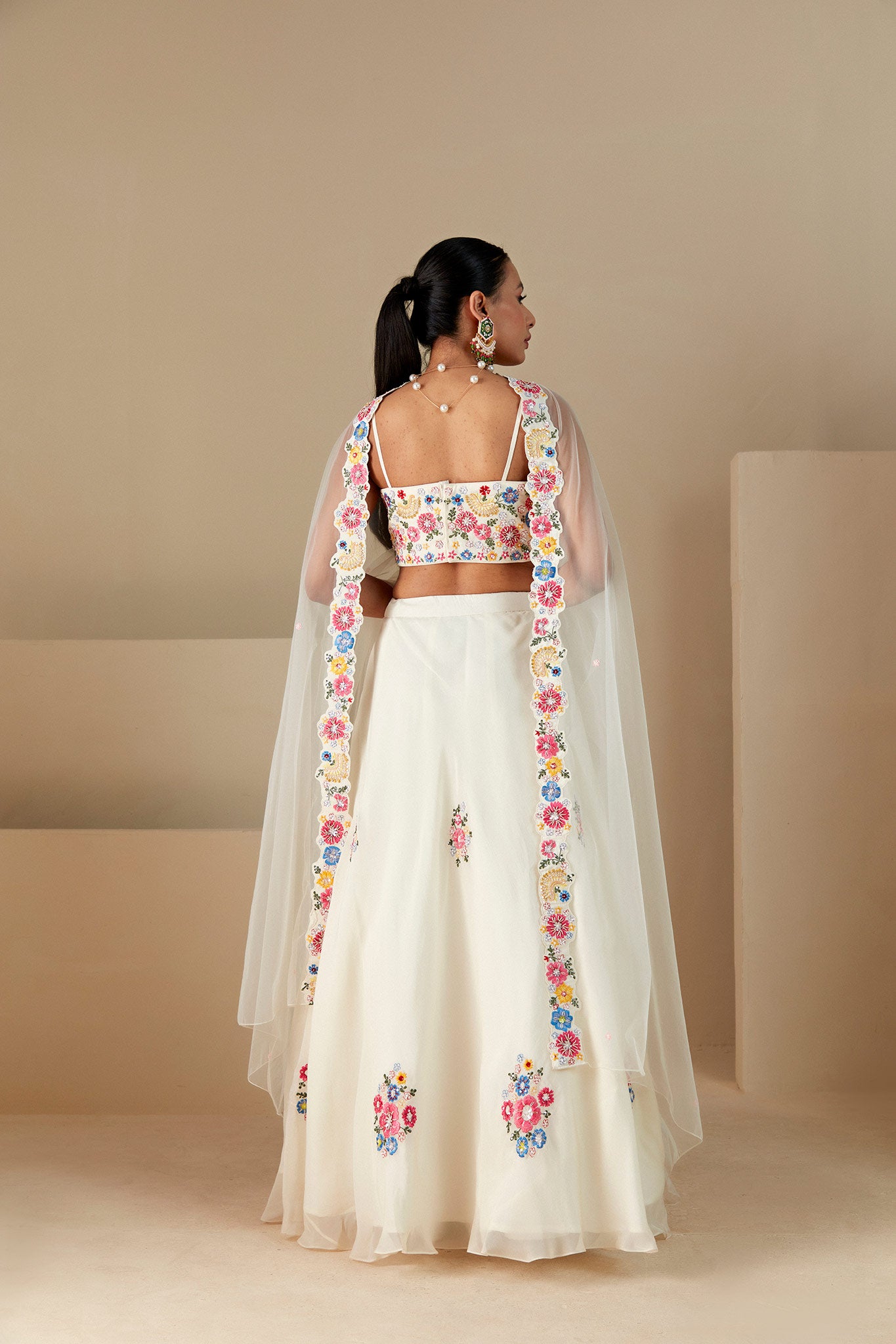 Off white Embroidered Lehenga Set