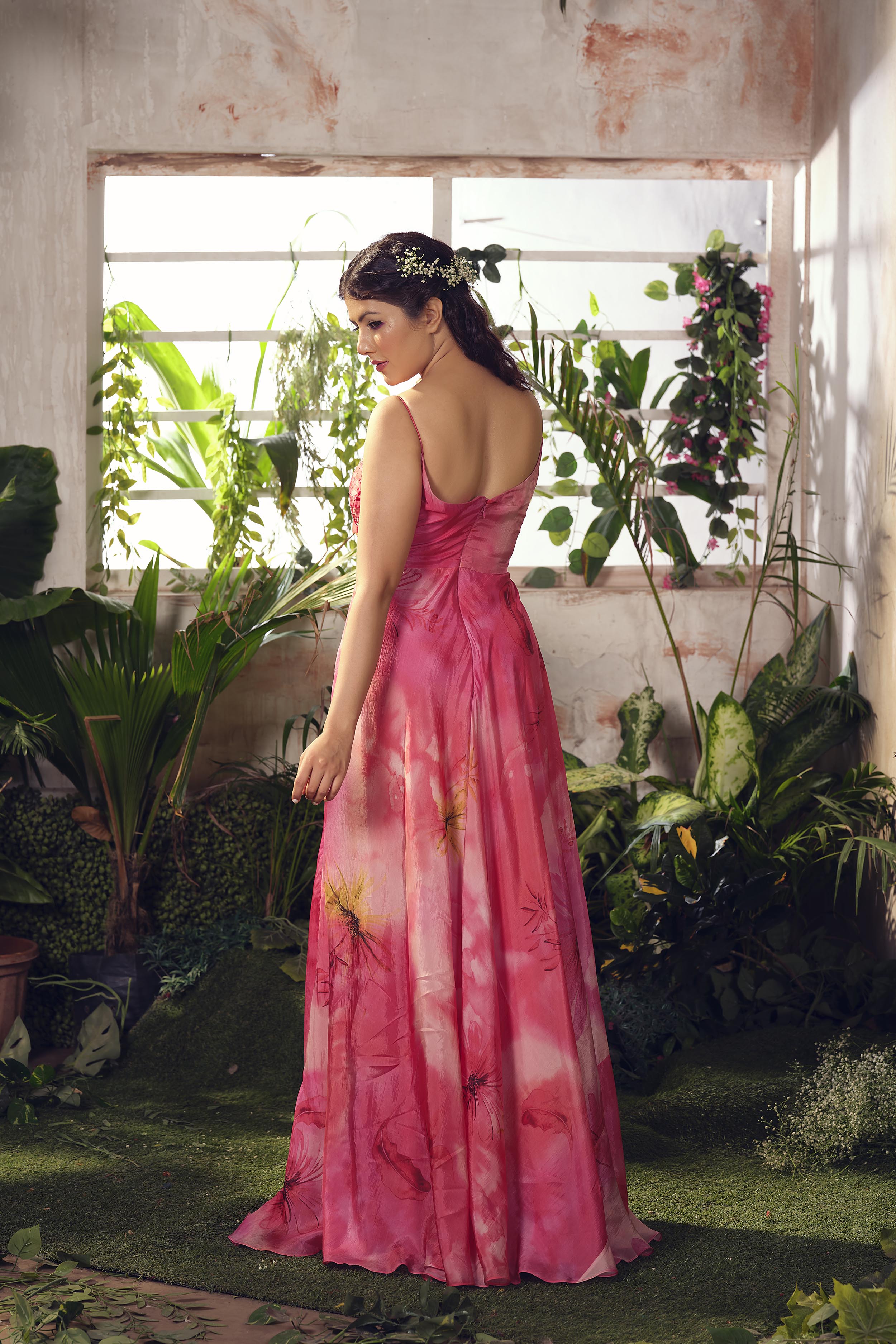 Pink Habutai Silk Gown