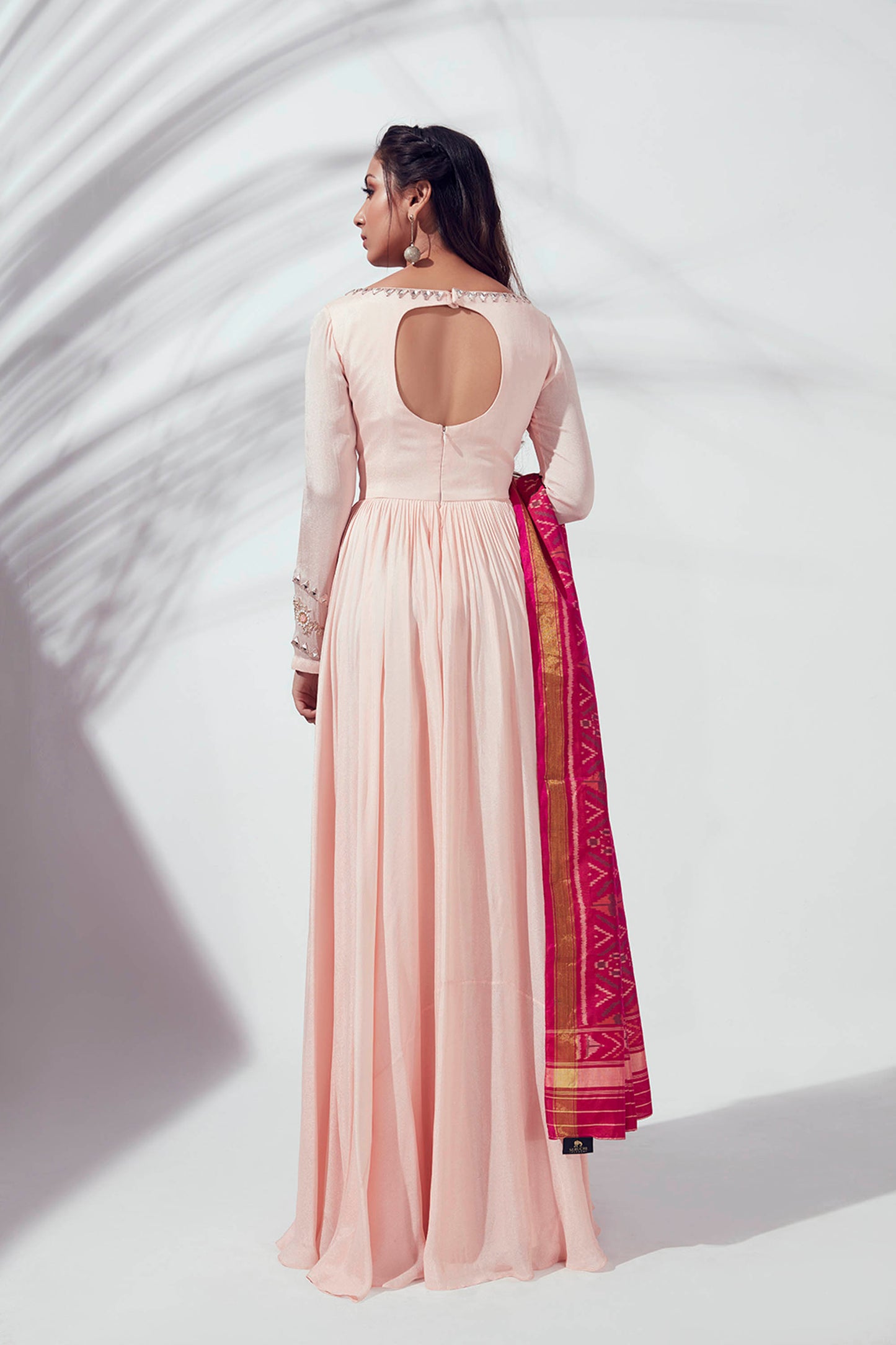 Light Pink Embroidered Pleated Anarkali Set