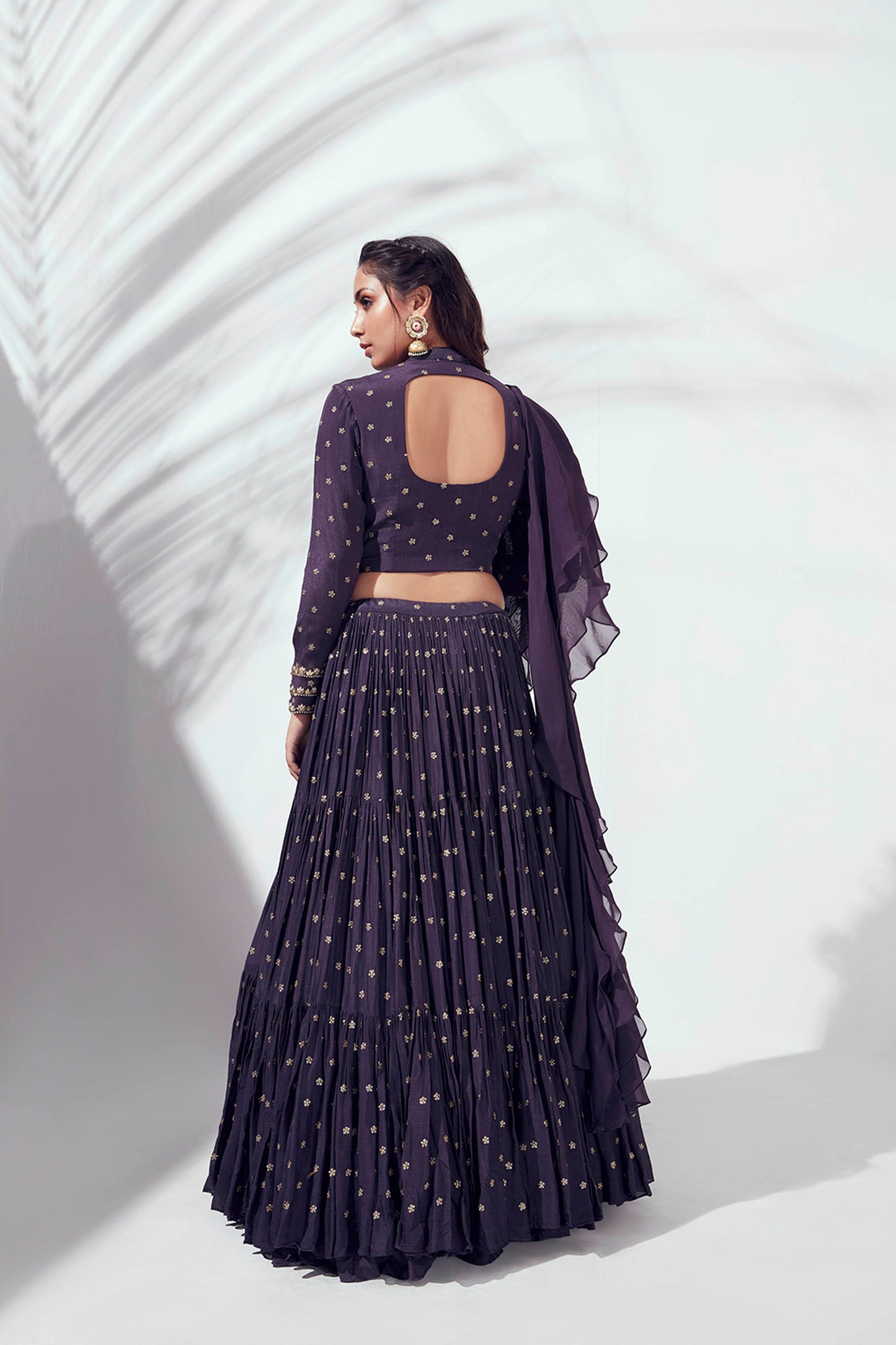 Purple Layered Lehenga Set