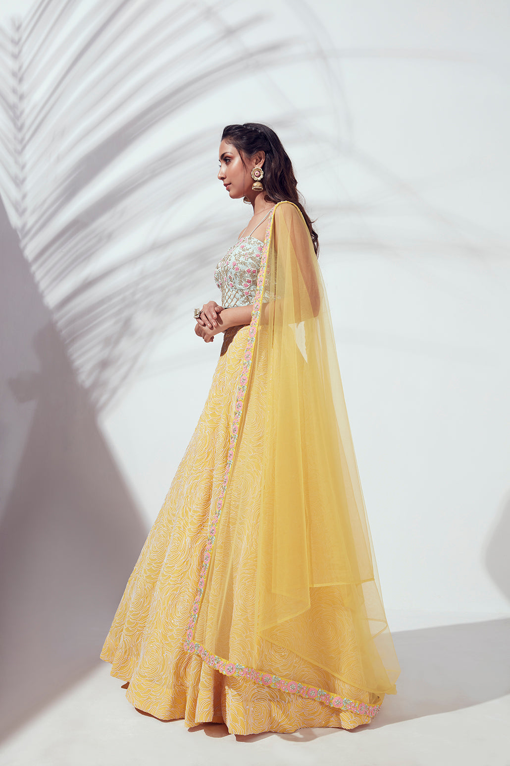 Yellow Embroidered Lehenga Set