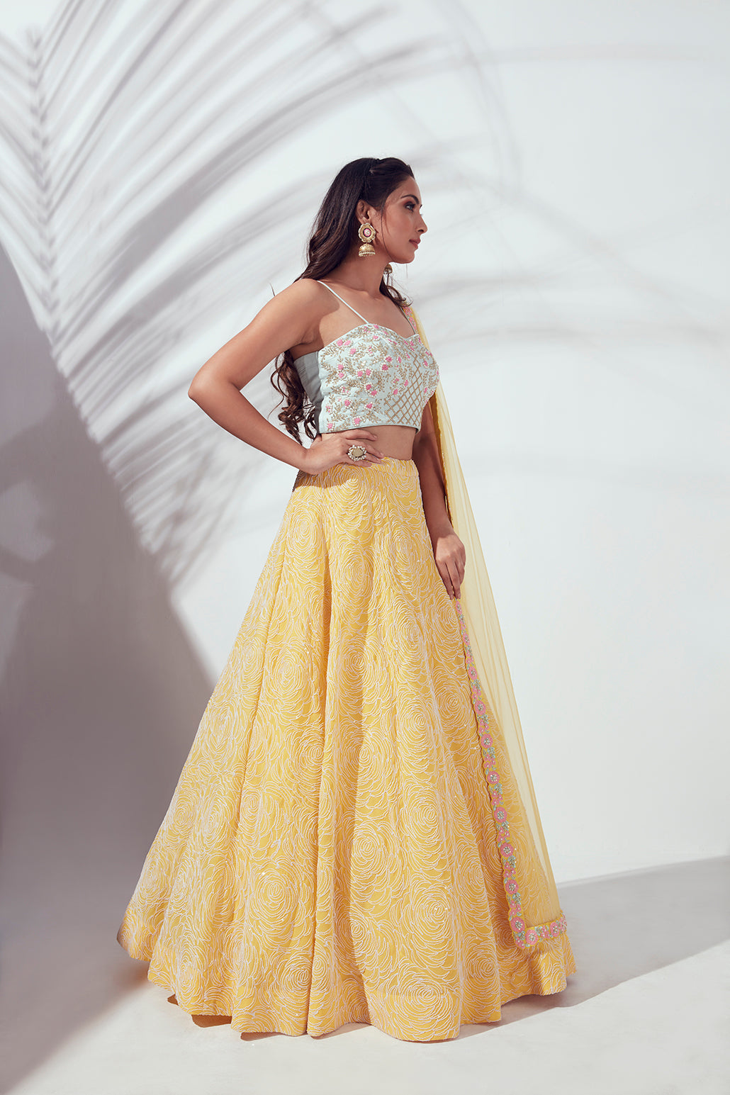 Yellow Embroidered Lehenga Set