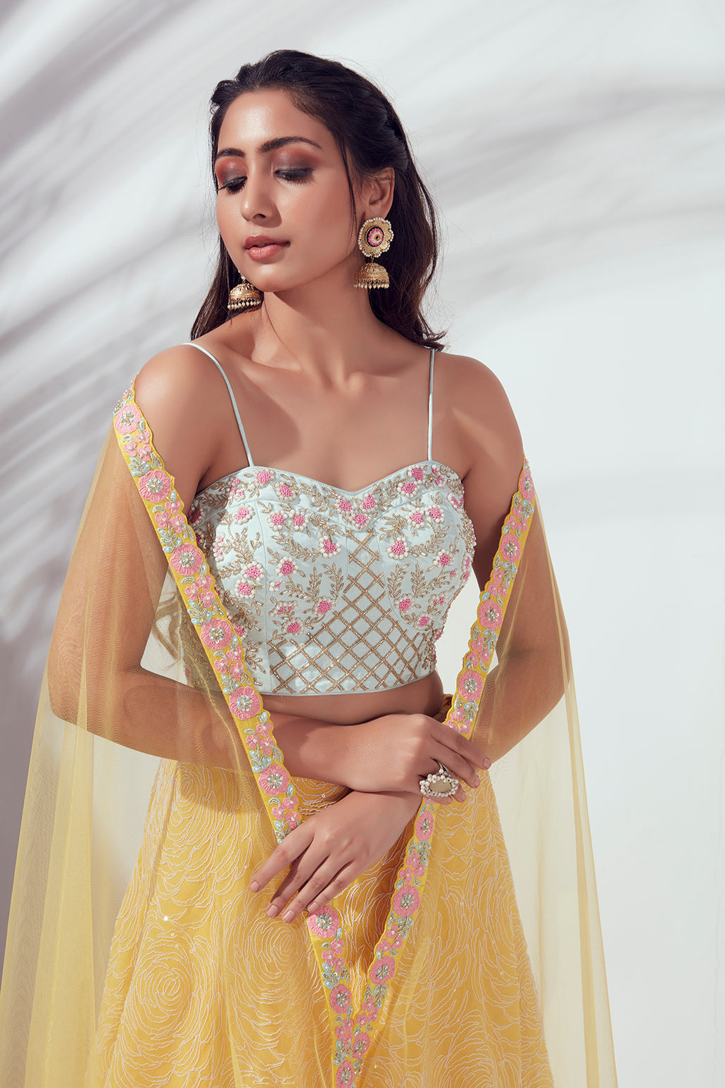 Yellow Embroidered Lehenga Set