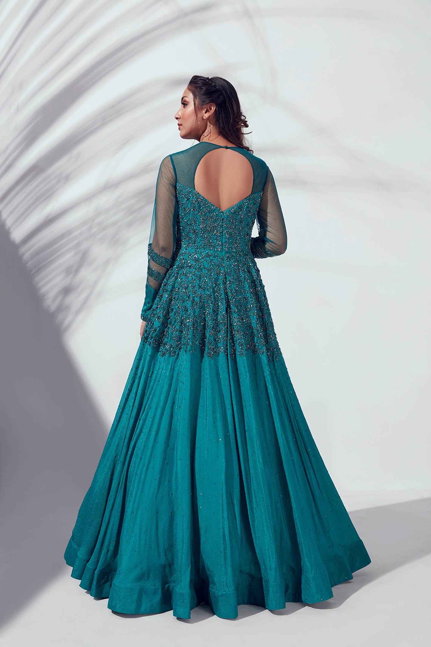 Teal Green Hand-Crafted Gown