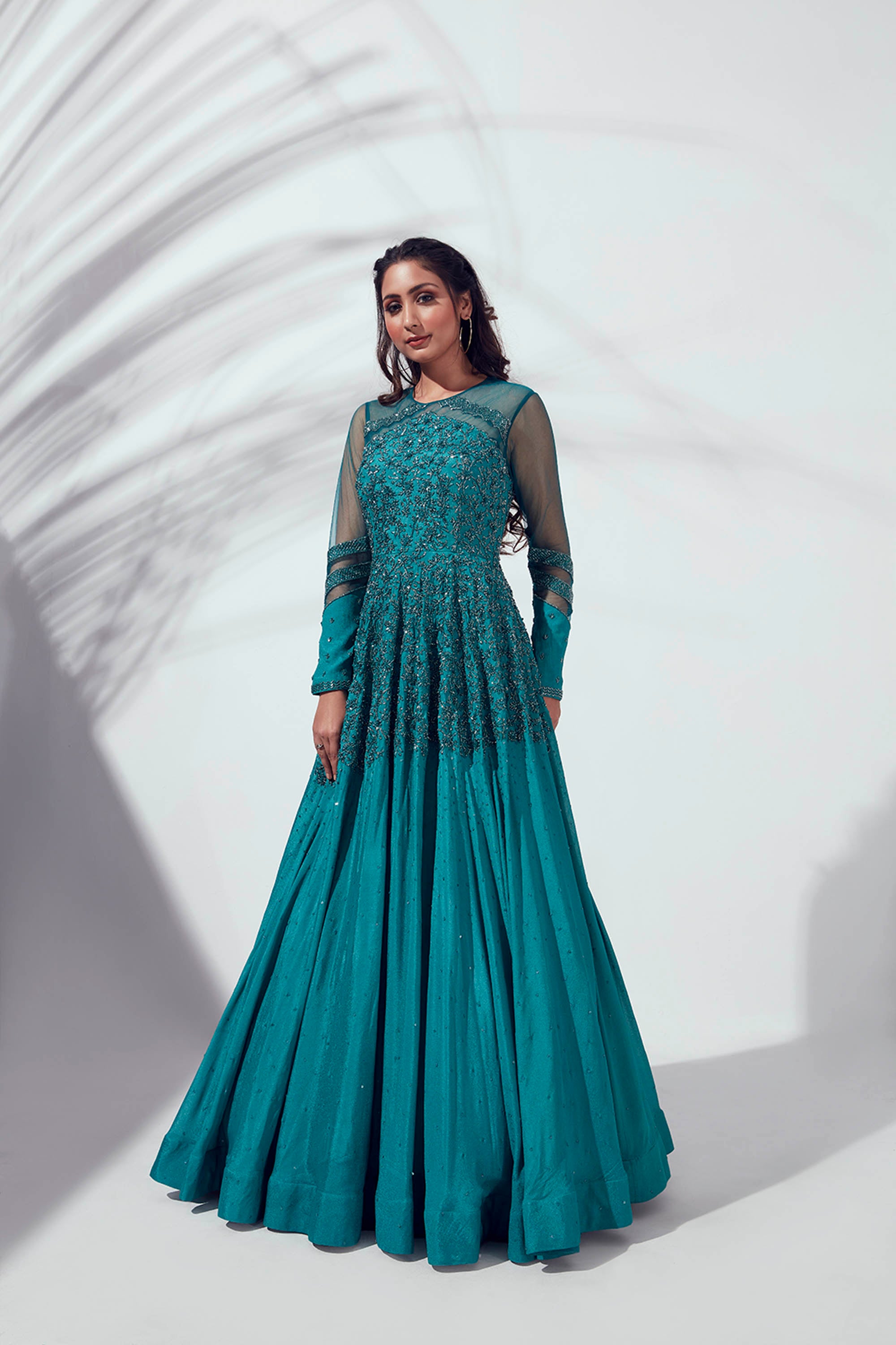 Teal Green Hand-Crafted Gown