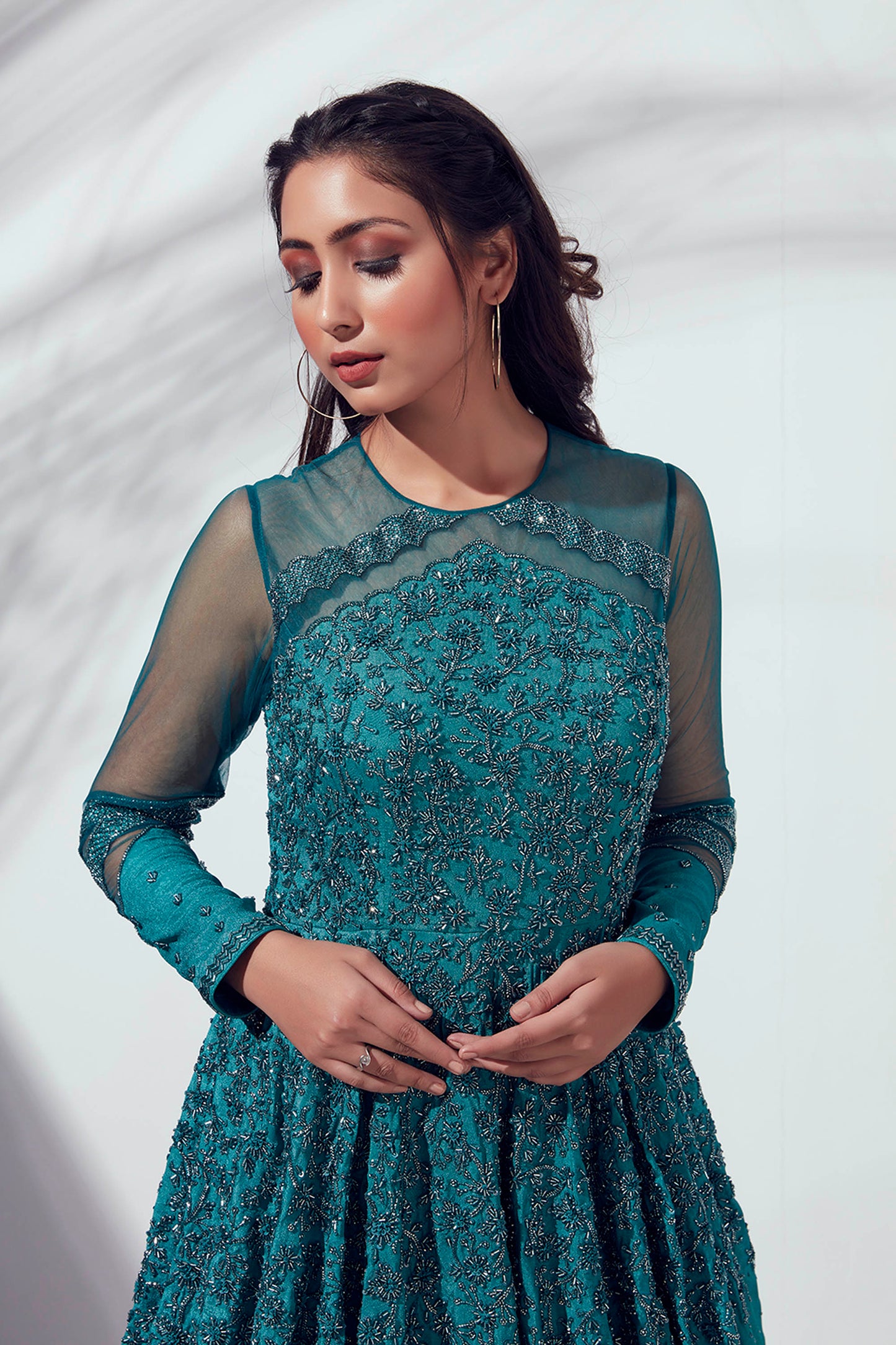 Teal Green Hand-Crafted Gown