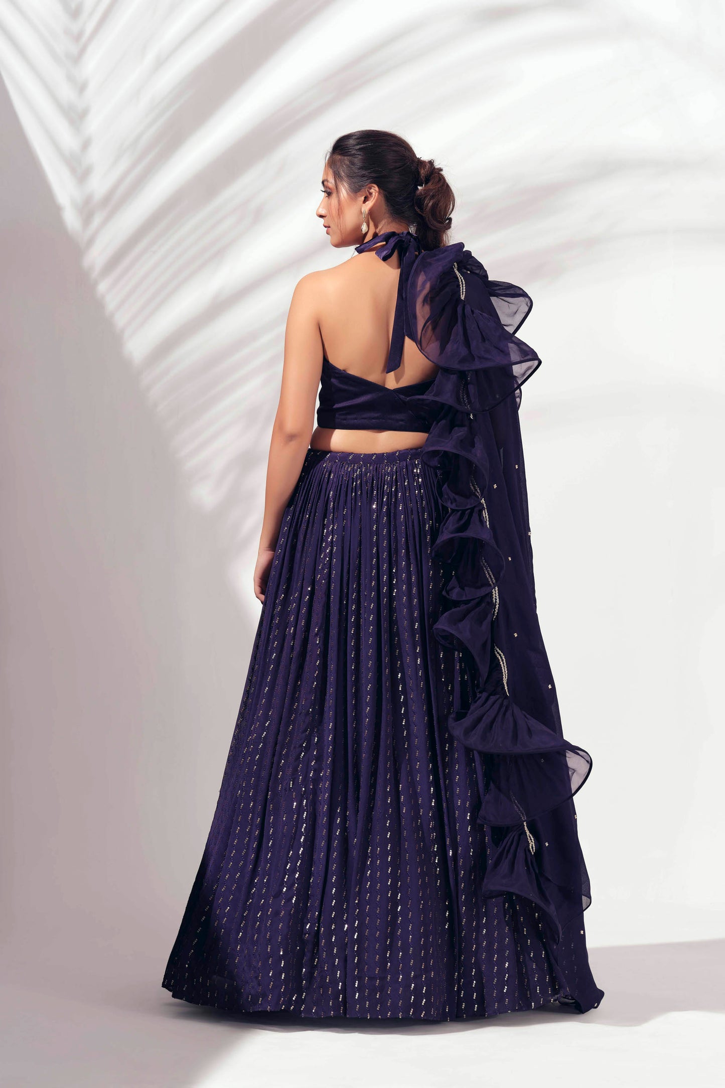 Violet Pleated Lehenga Set