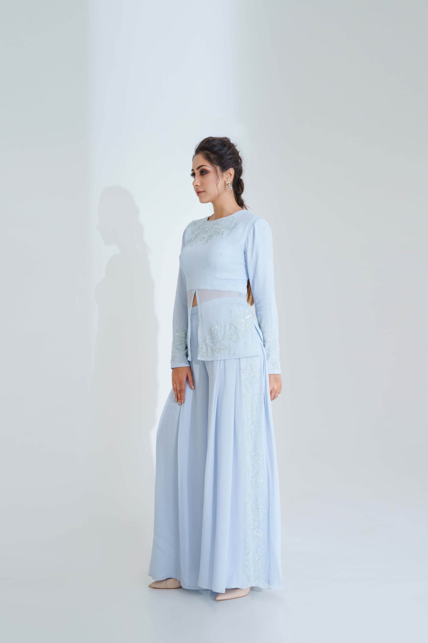 Light Blue Flared Pant Set