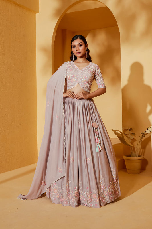 PASTEL THREAD WORK LEHENGA SET