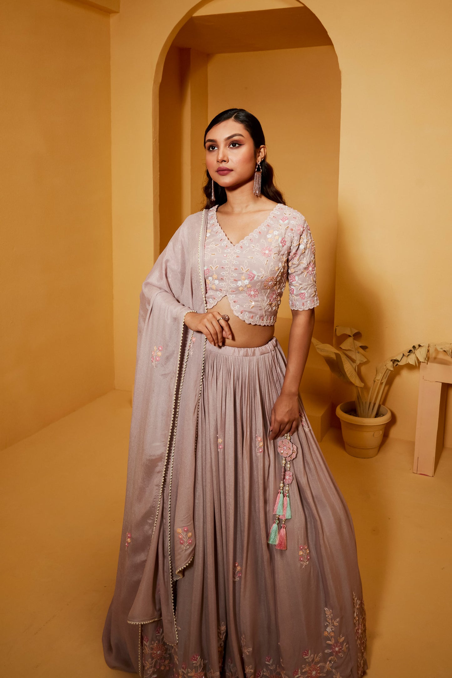 PASTEL THREAD WORK LEHENGA SET