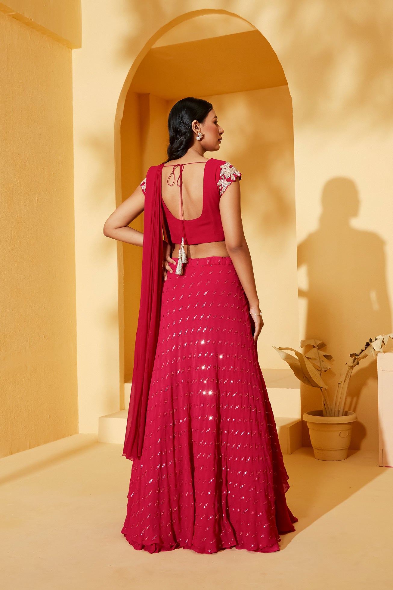 PINK PRE DRAPE LEHENGA SET