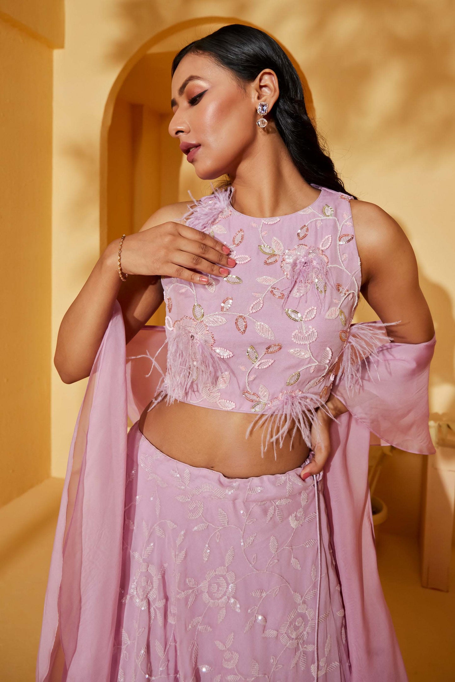 LILAC FEATHER LEHENGA SET