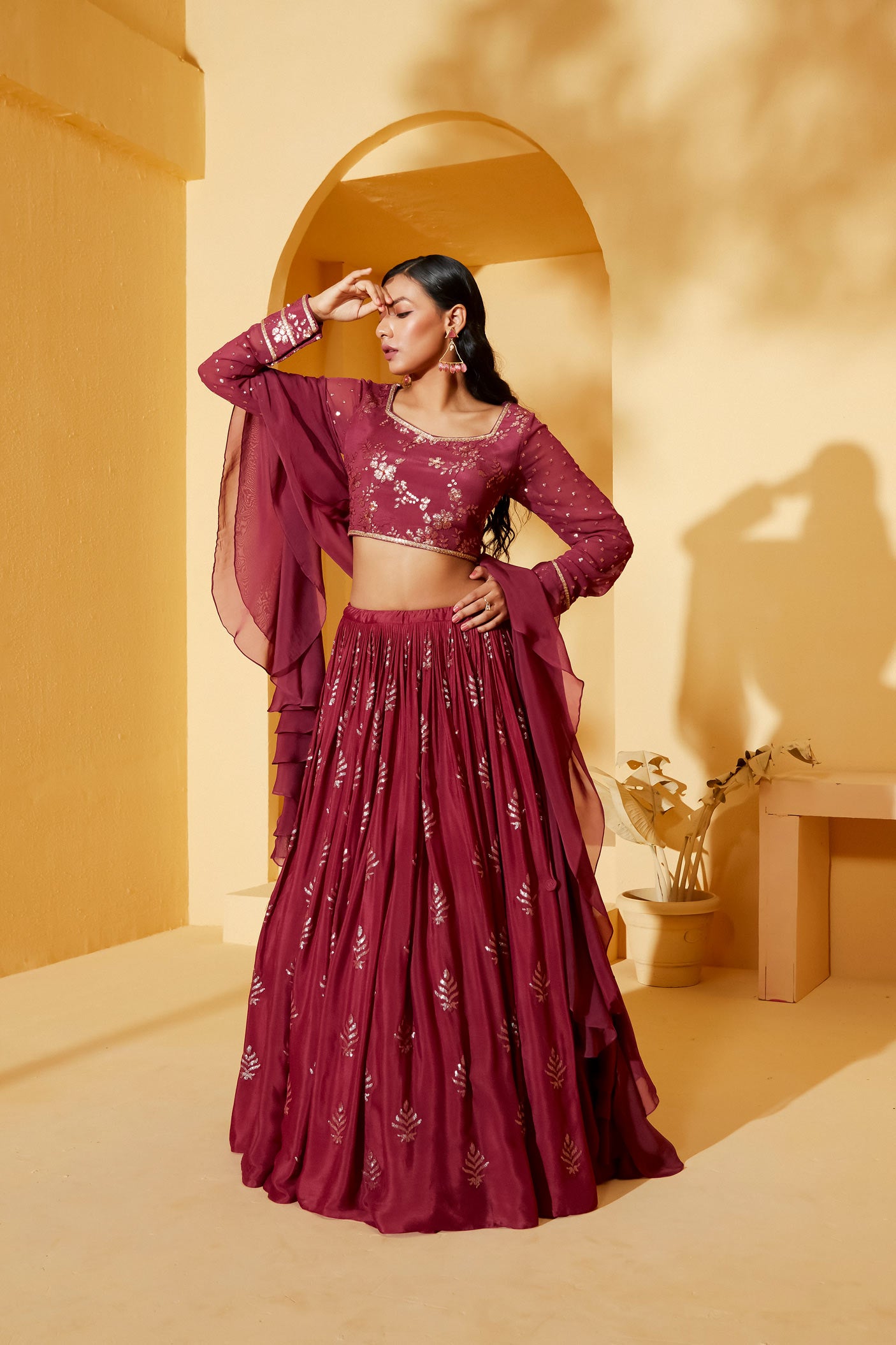 MAROON LEHENGA SET