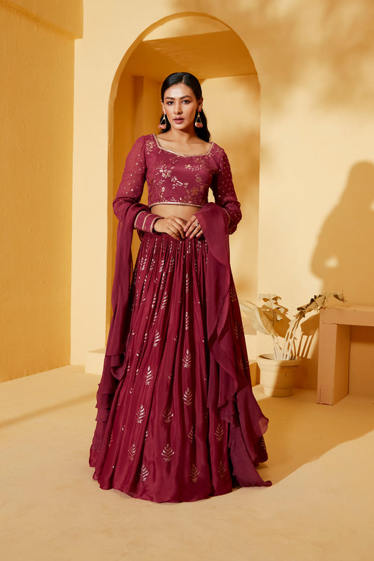 MAROON LEHENGA SET