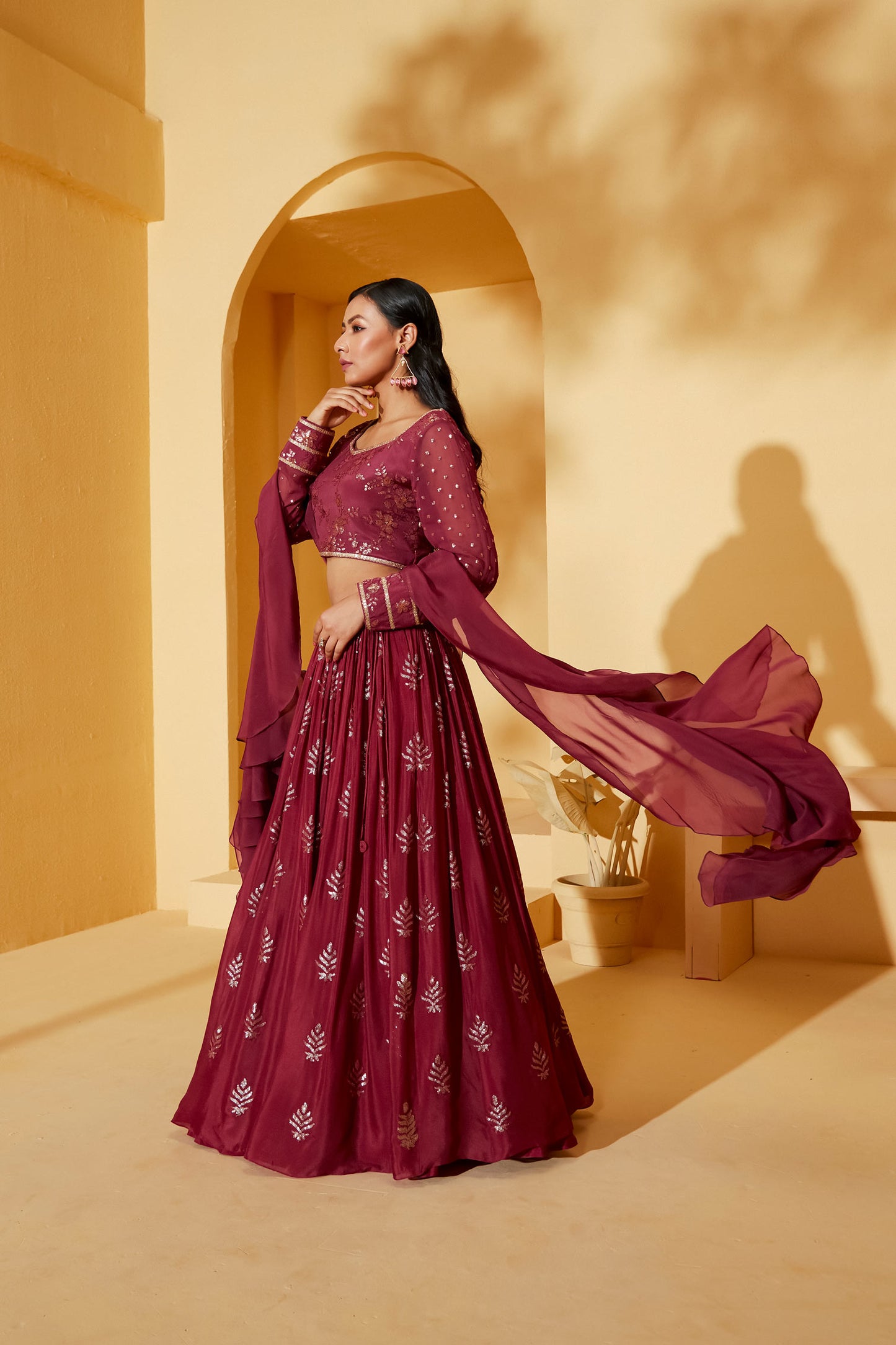 MAROON LEHENGA SET