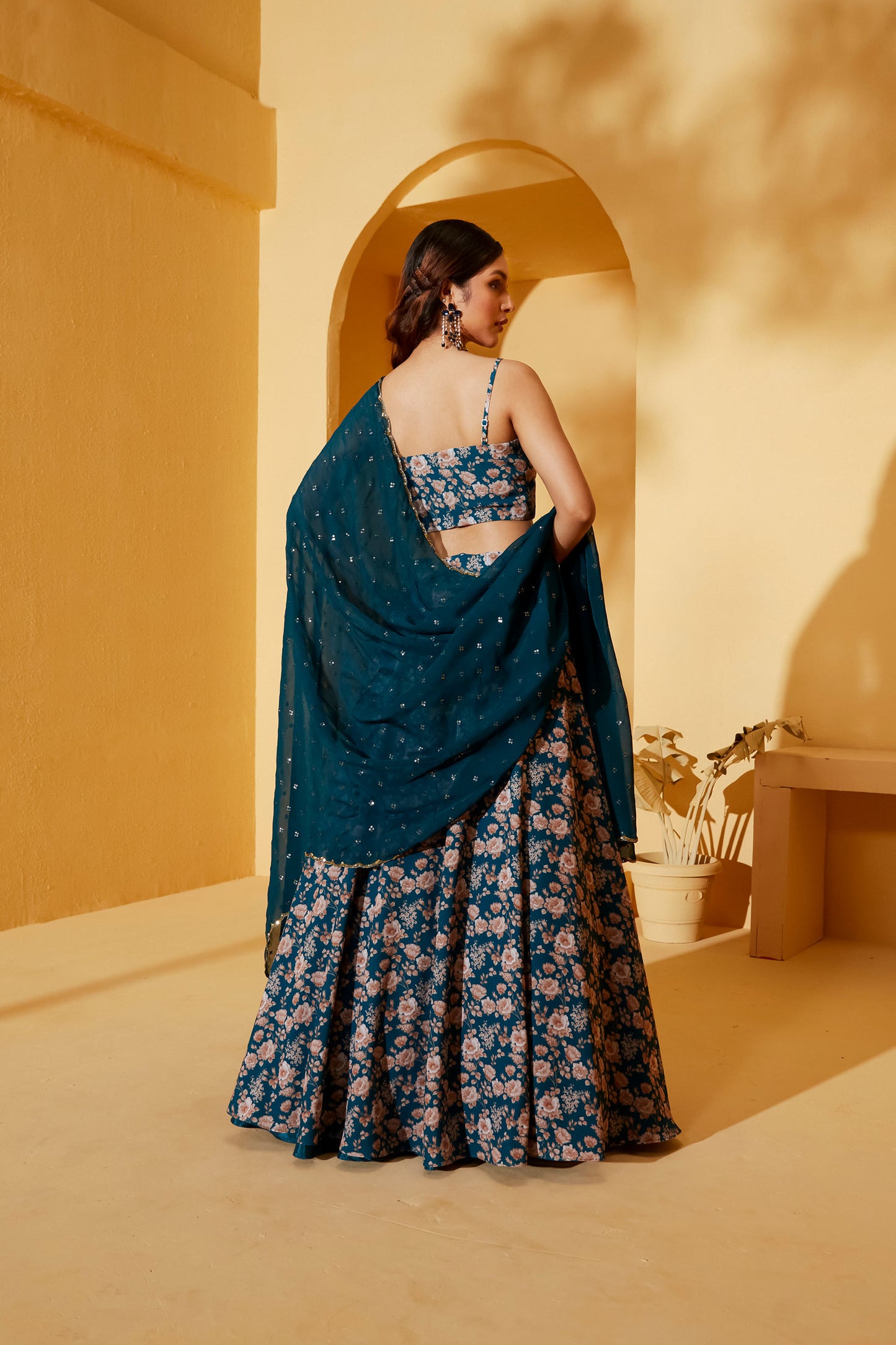 TEAL BUSTIER LEHENGA SET