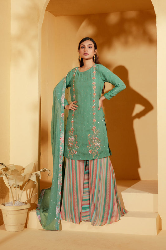 GREEN SHARARA SET