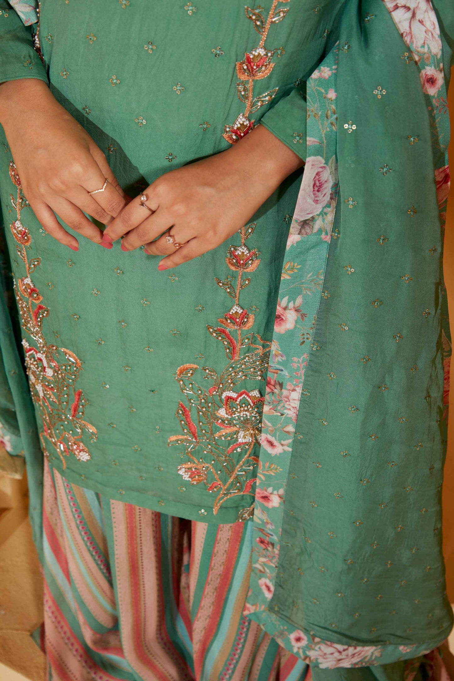 GREEN SHARARA SET