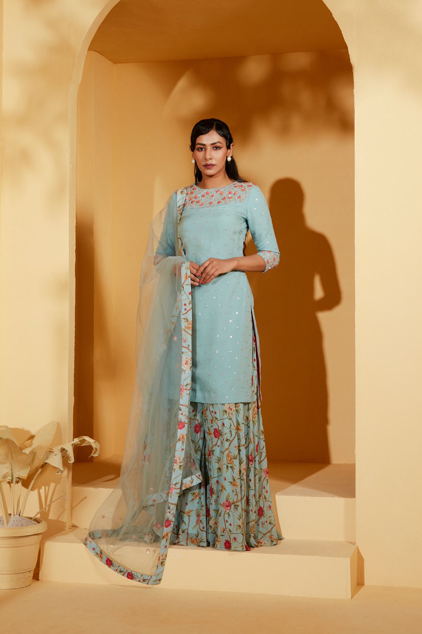 Light blue sharara set