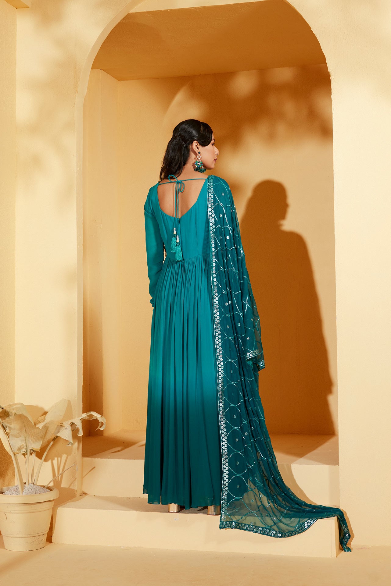 TEAL ANARKALI SET