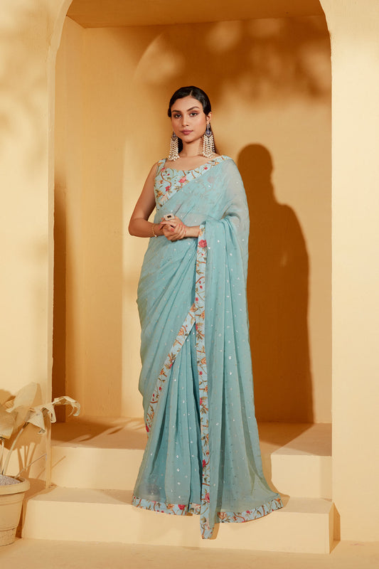 BLUE SAREE SET