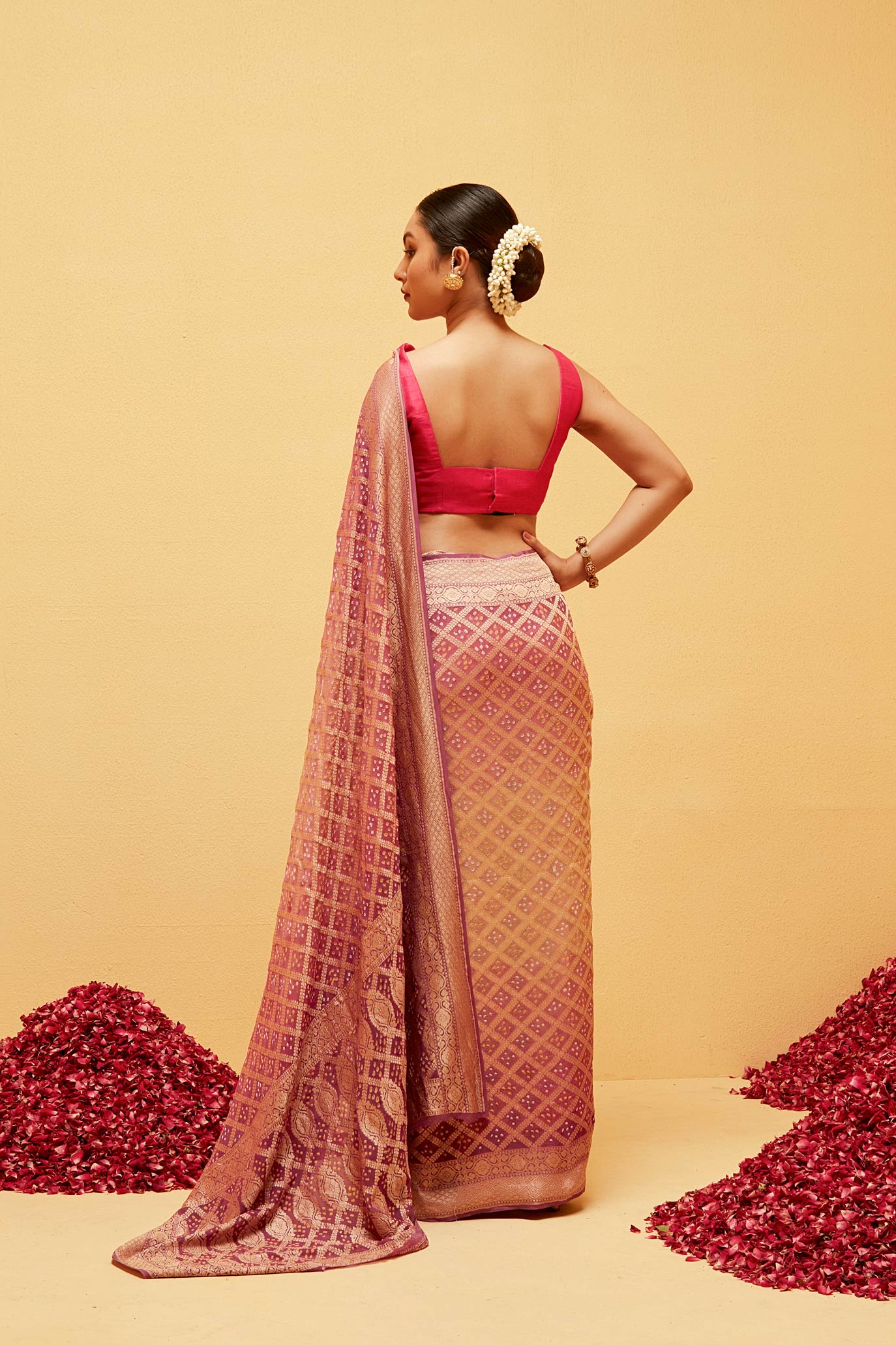 PINK Traditional Georgette banarasee saree