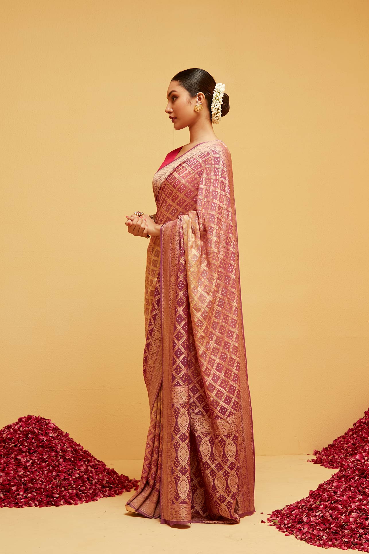 PINK Traditional Georgette banarasee saree