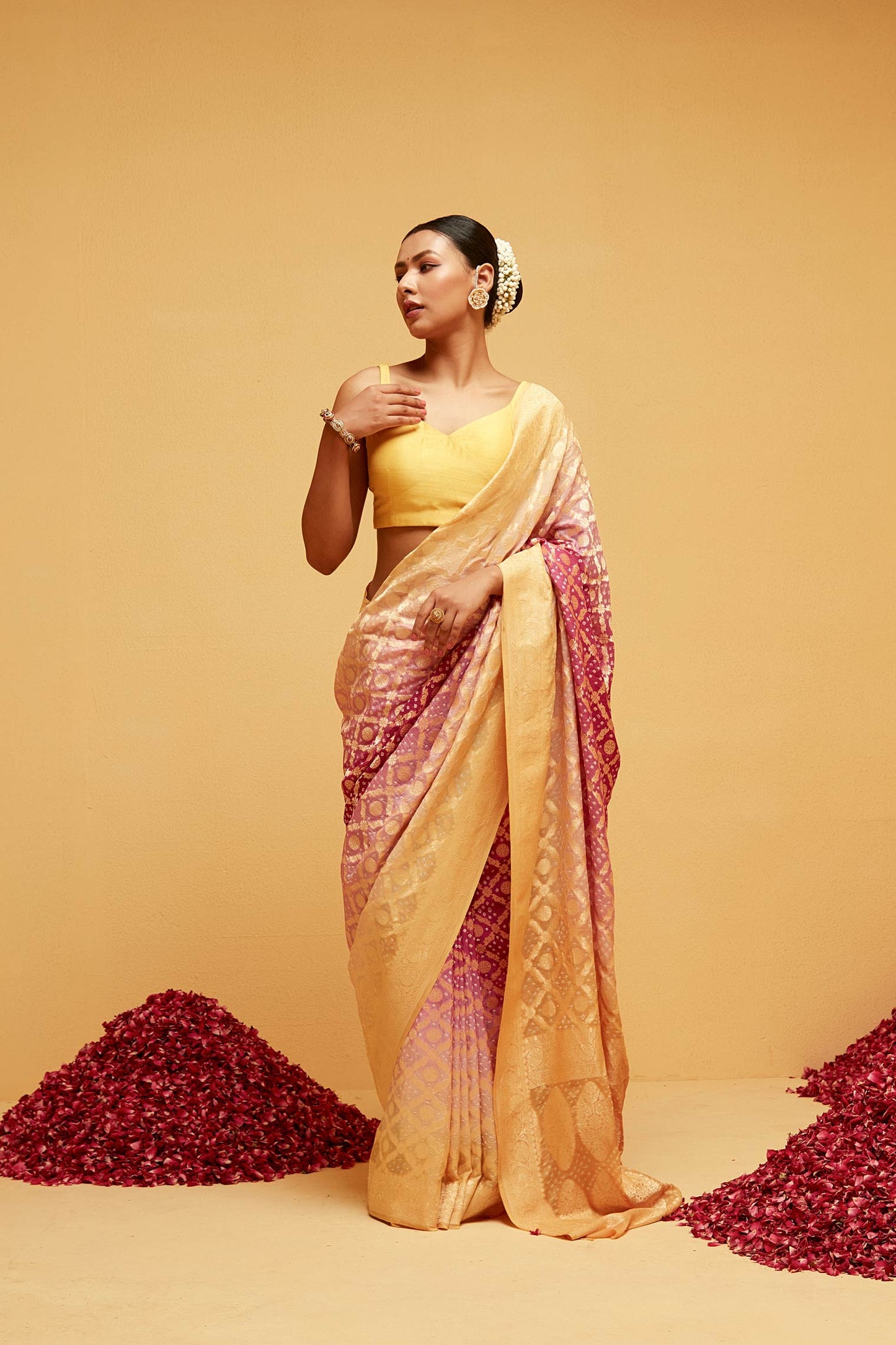 YELLOW banarasee saree