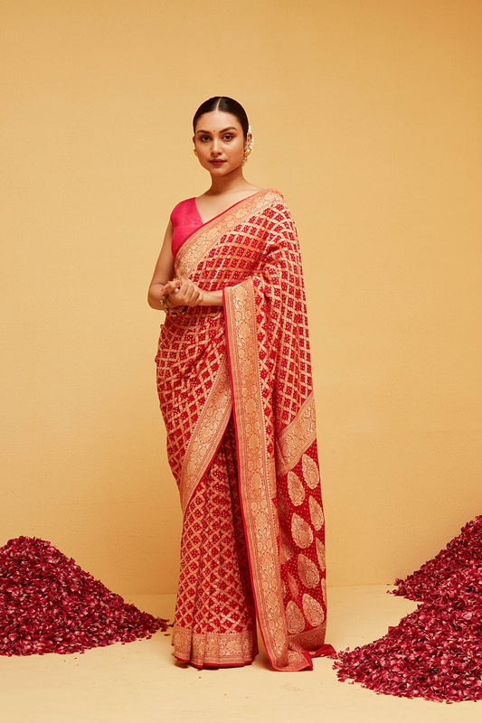 RED banarasee saree