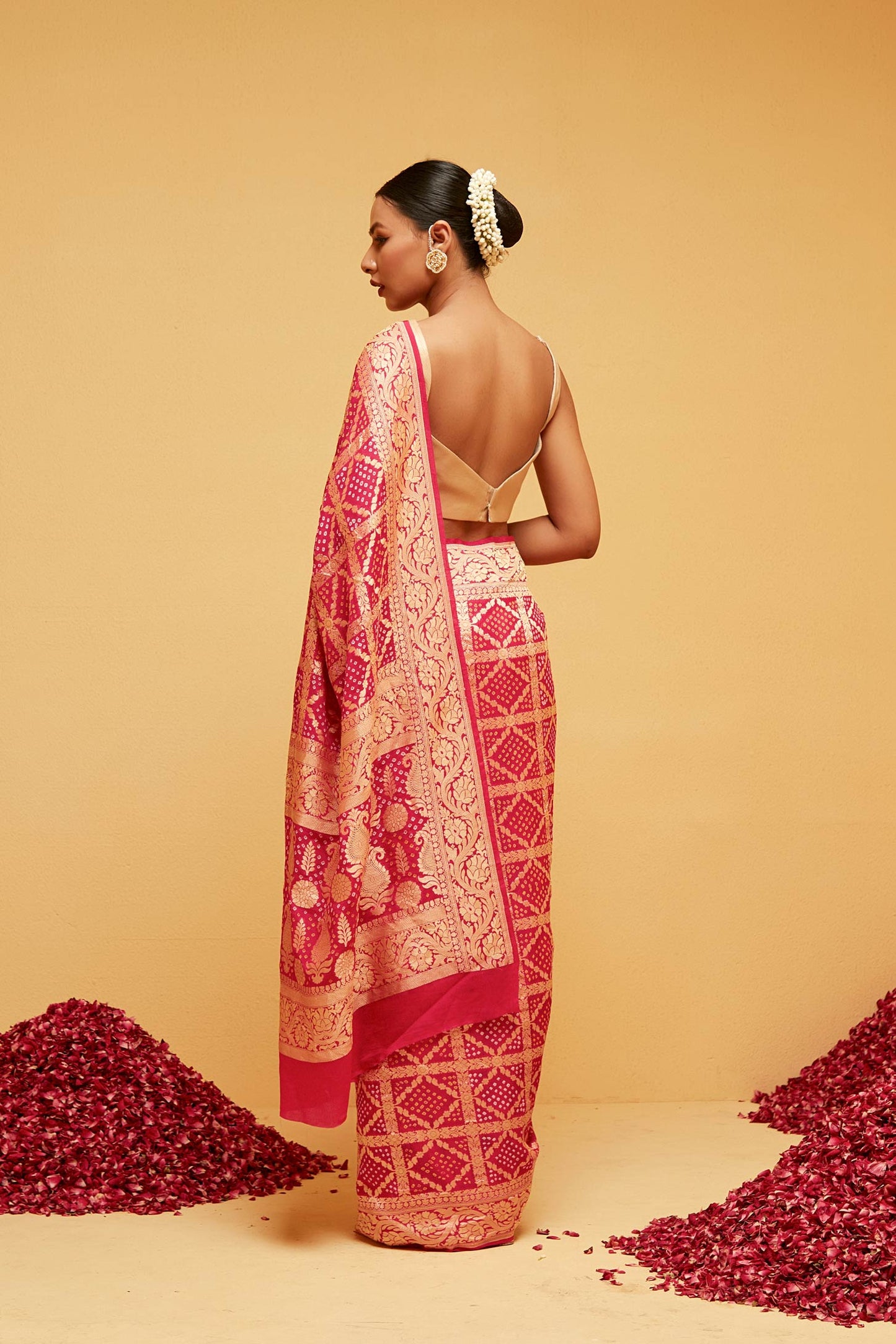 PINK Traditional bandhani banasaree saree