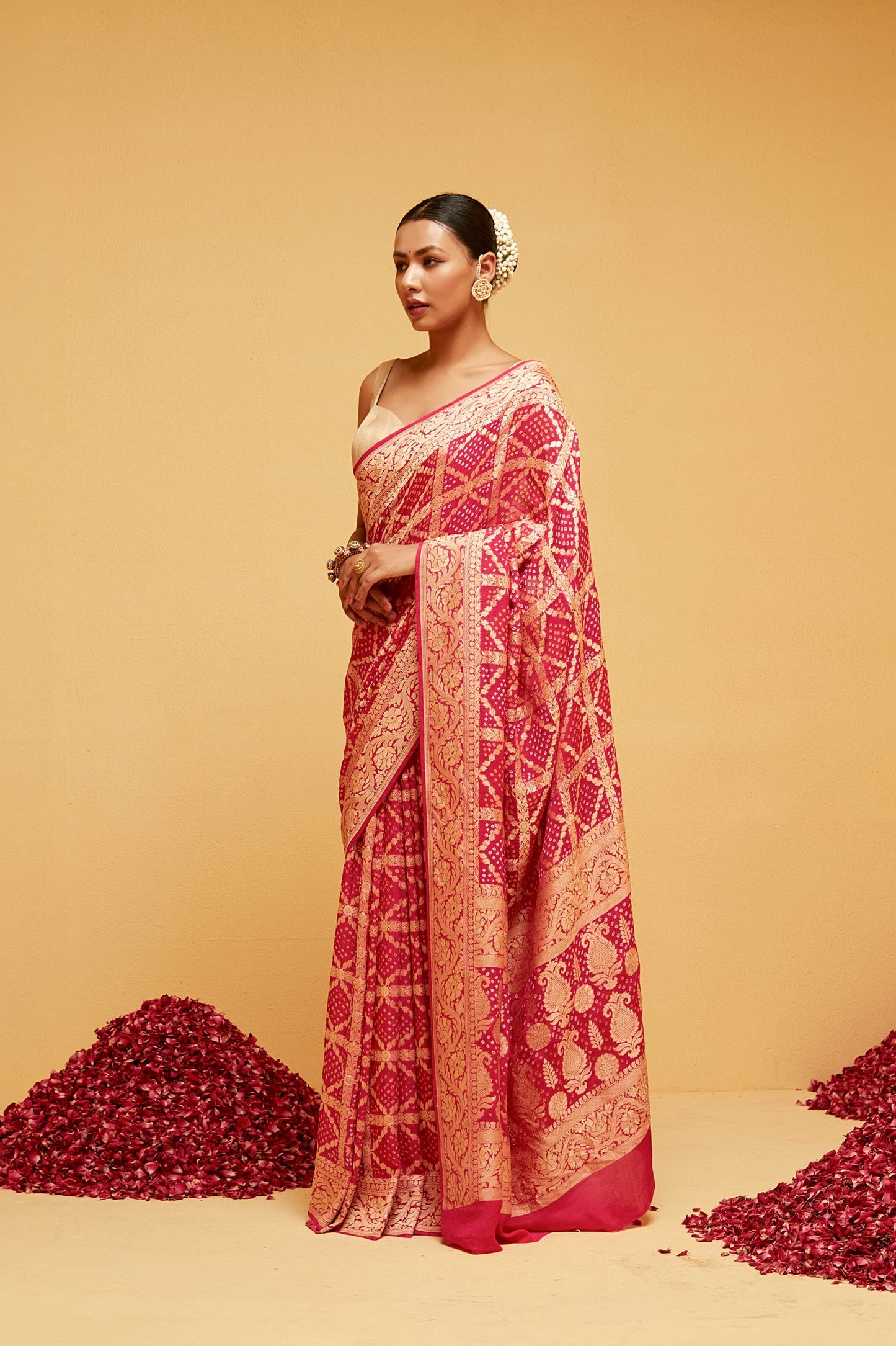 PINK Traditional bandhani banasaree saree