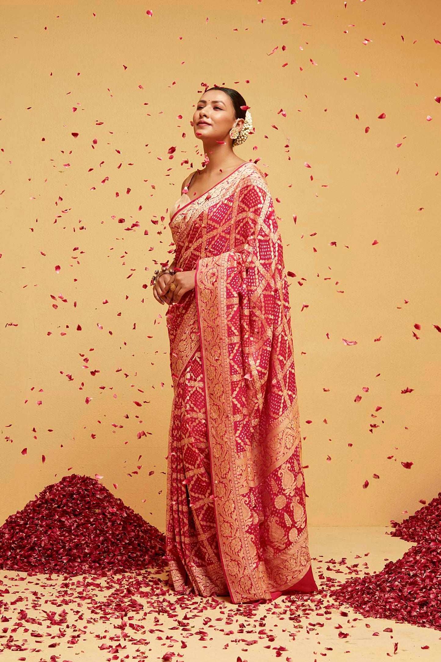 PINK Traditional bandhani banasaree saree