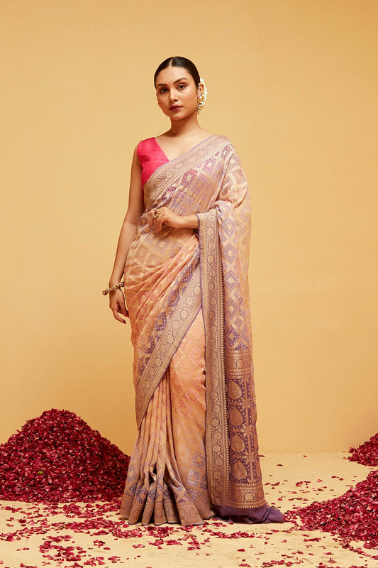 Lilac Traditional banasree SAREE