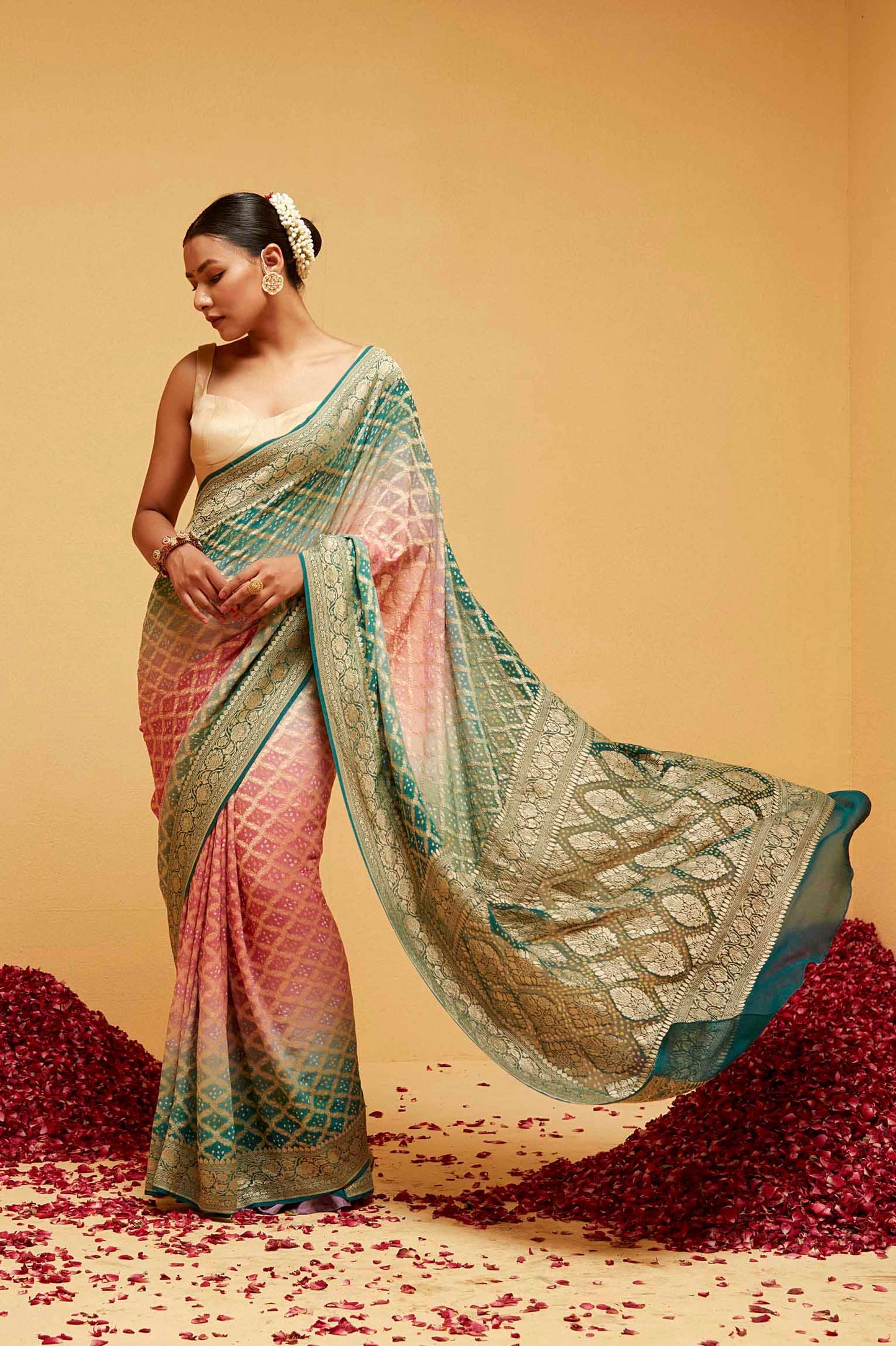 Green Traditional banarasee saree