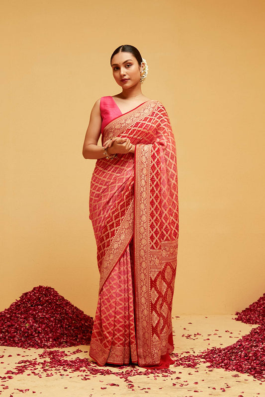 RED Traditional banarasee saree